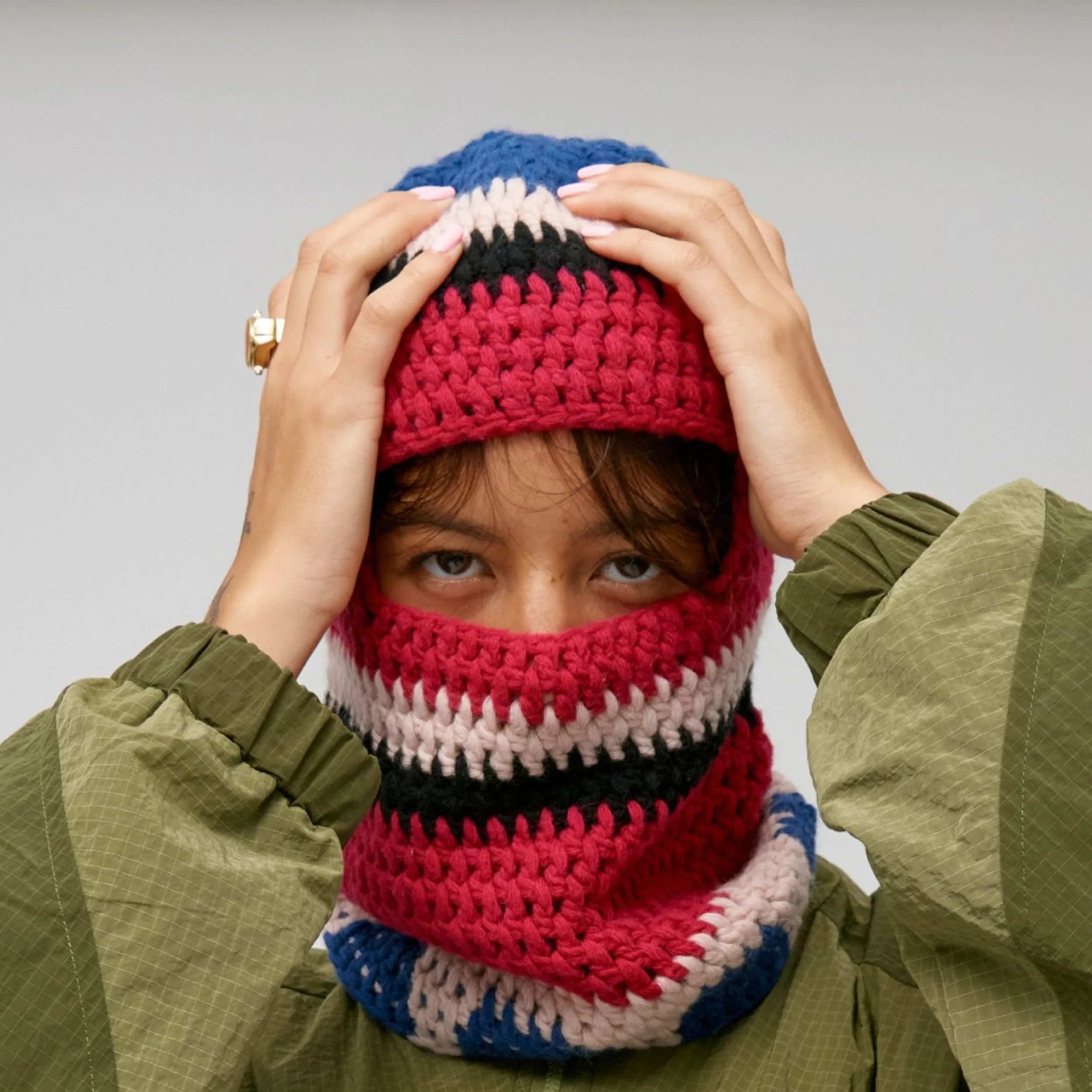 Knit Balaclava [Blue/Red/Cream]