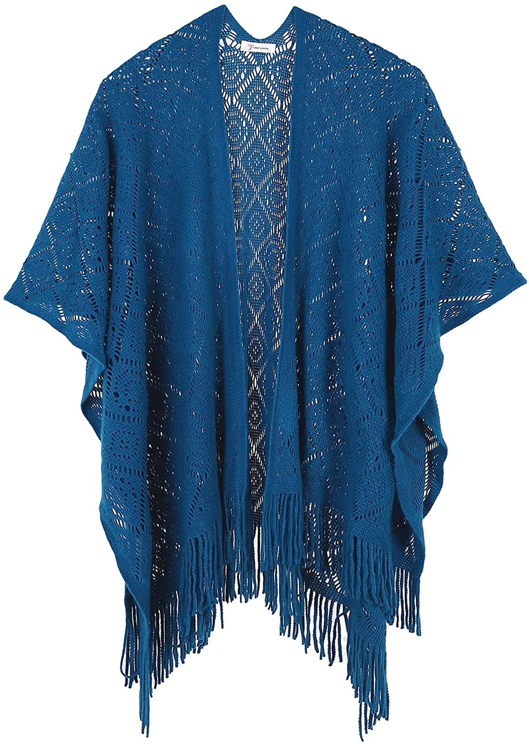 Knit Shawl Wrap for Women - Soul Young Ladies Fringe Knitted Poncho Cardigan Cape