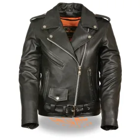 Ladies Full Length Traditional Leather Police Jacket