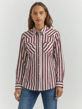 Ladies Wrangler Western Dress Snap Shirt Red/White - 112353111