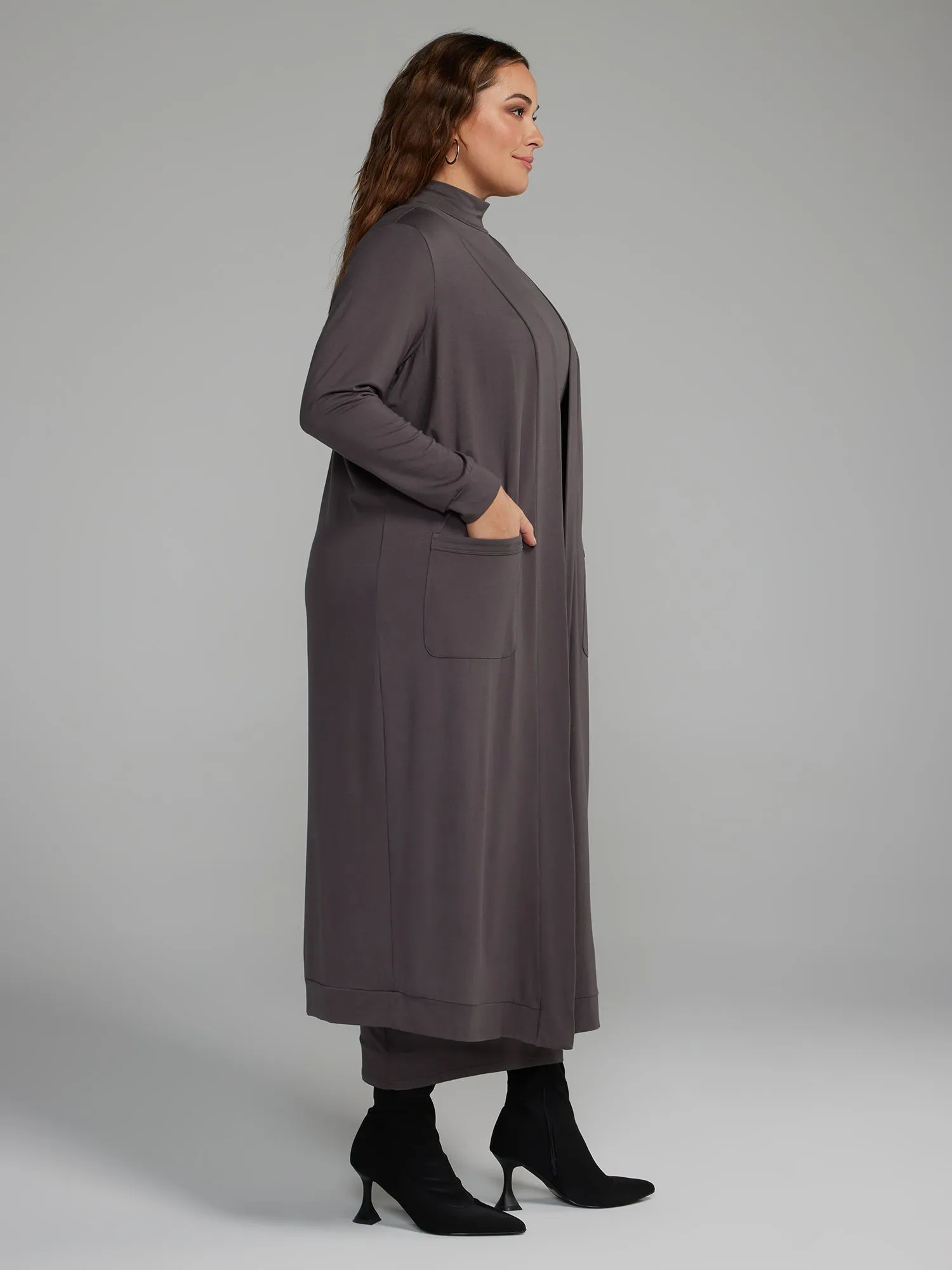 Long Open-Front Cardigan