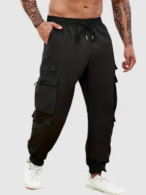 Men's Drawstring Elastic Waist Casual Cargo Pants