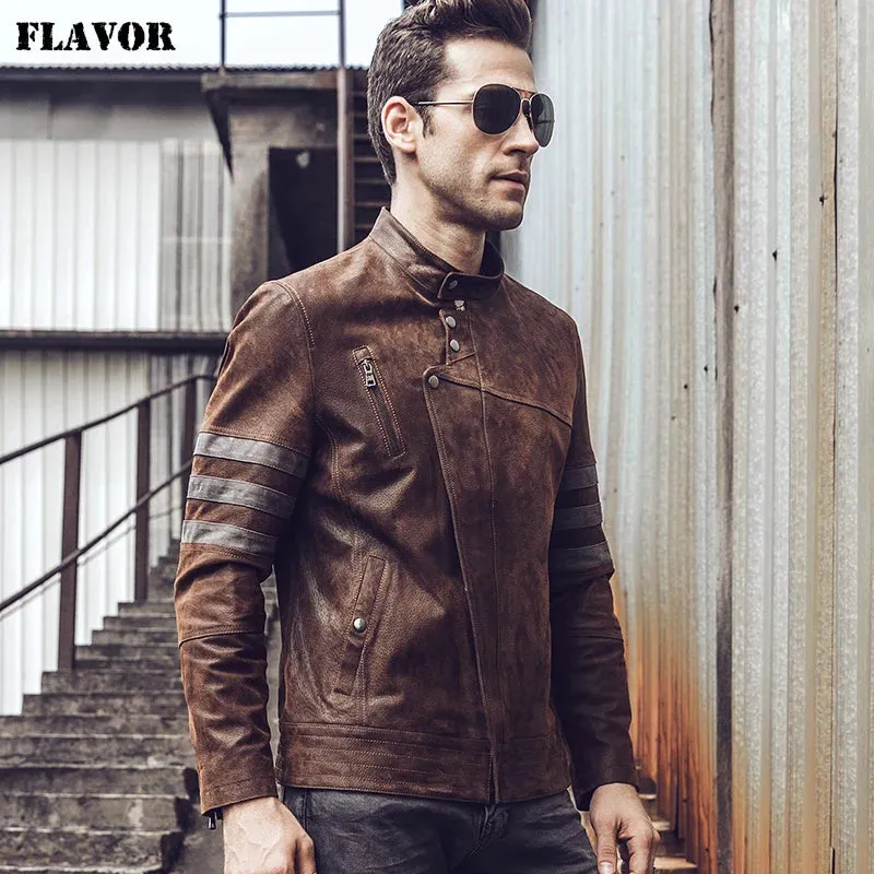 Men's Genuine Leather Motorcycle Coat