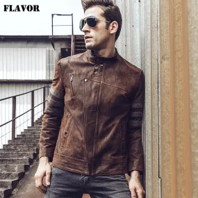 Men's Genuine Leather Motorcycle Coat