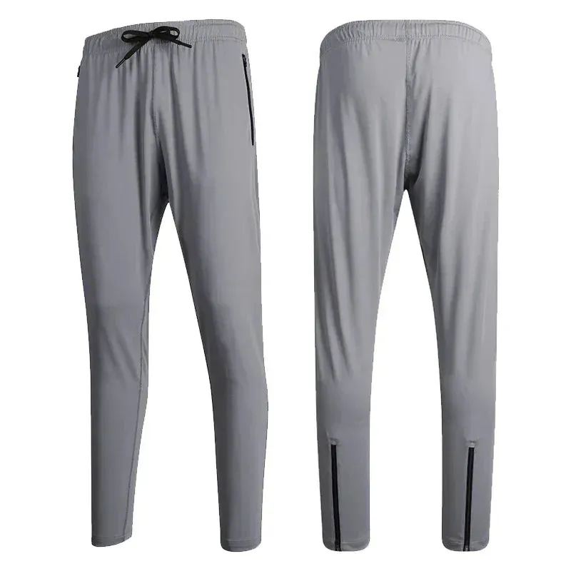 Men's Ice Silk Comfort Fitness Sweatpants Running Solid Color Elasticity Legging Bodybuilding Yoga Quick Dry Pants Go Hiking