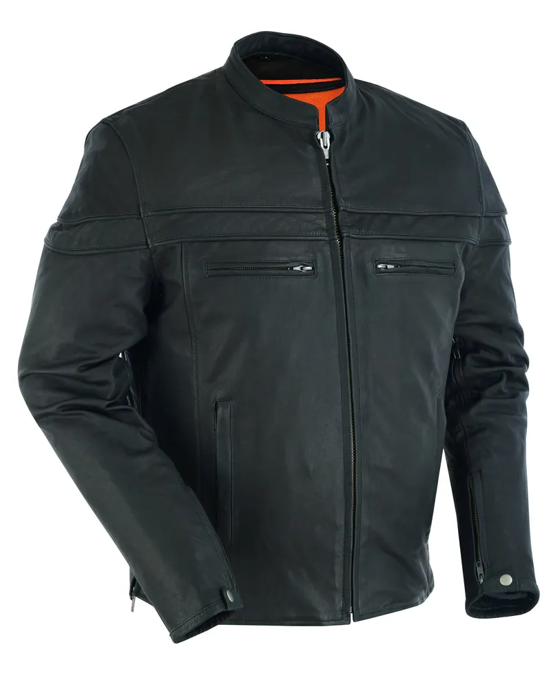 Men's Sporty Lightweight Leather Cross Over Jacket