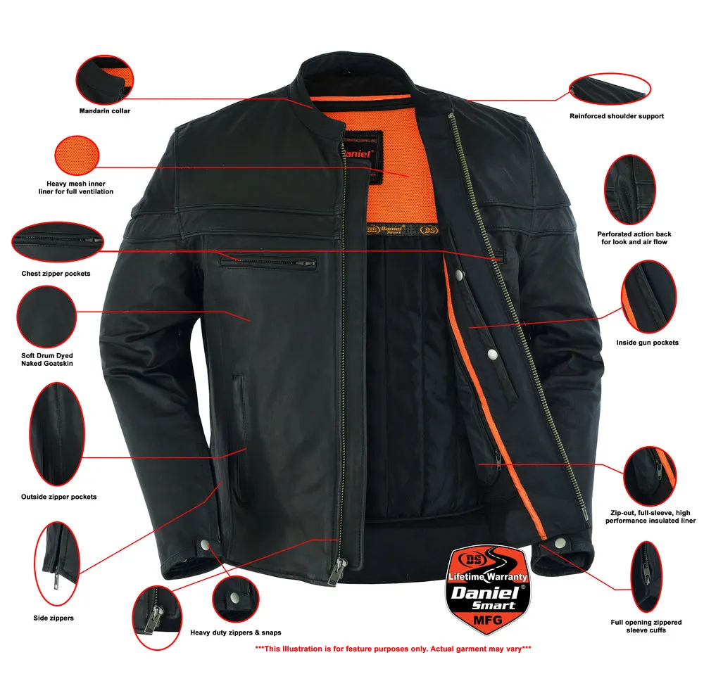 Men's Sporty Lightweight Leather Cross Over Jacket