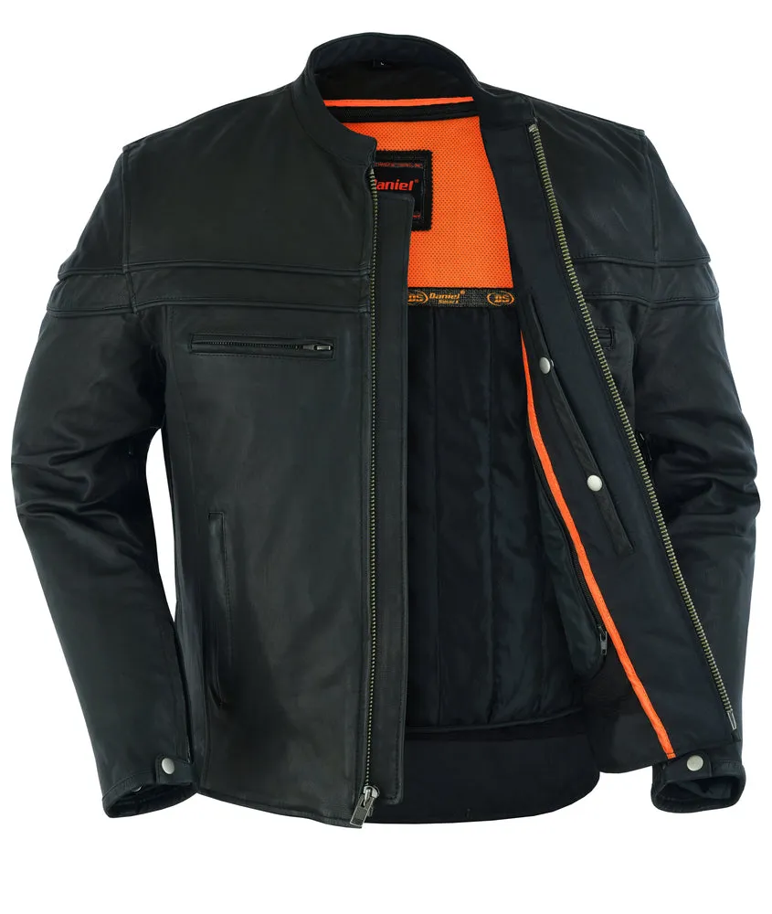 Men's Sporty Lightweight Leather Cross Over Jacket