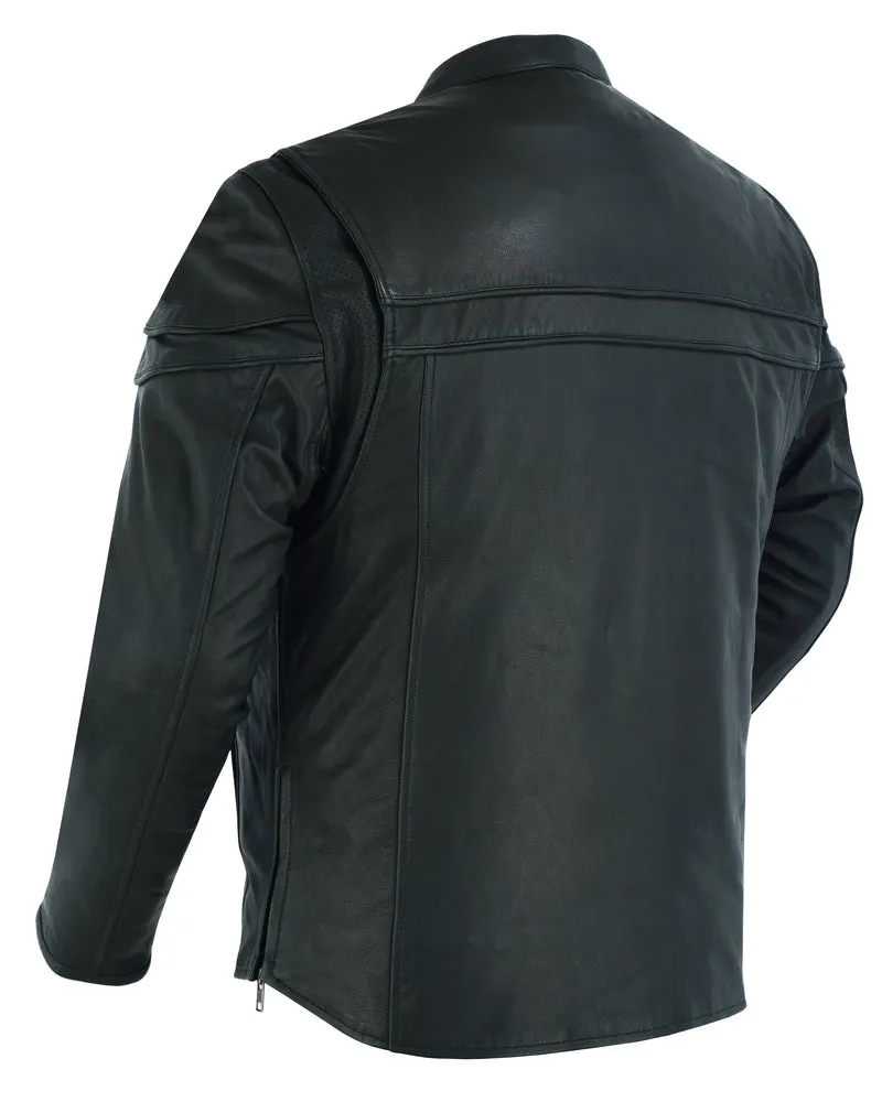 Men's Sporty Lightweight Leather Cross Over Jacket