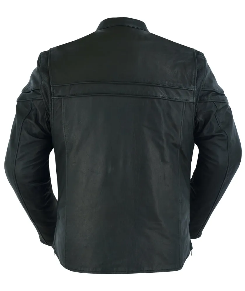 Men's Sporty Lightweight Leather Cross Over Jacket