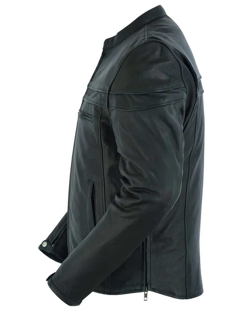 Men's Sporty Lightweight Leather Cross Over Jacket