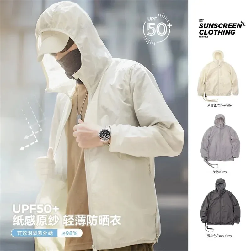 Men's UPF 50  UV Full Zip Sun Protection Jacket - Light Thin Breathable Windbreaker