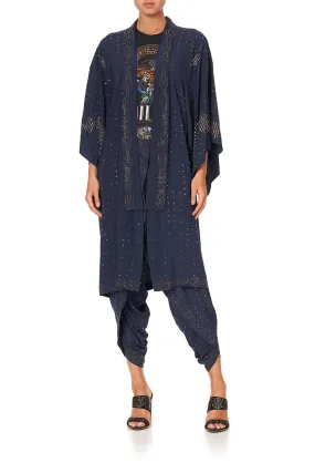 MID LENGTH KIMONO COAT LUXE NAVY