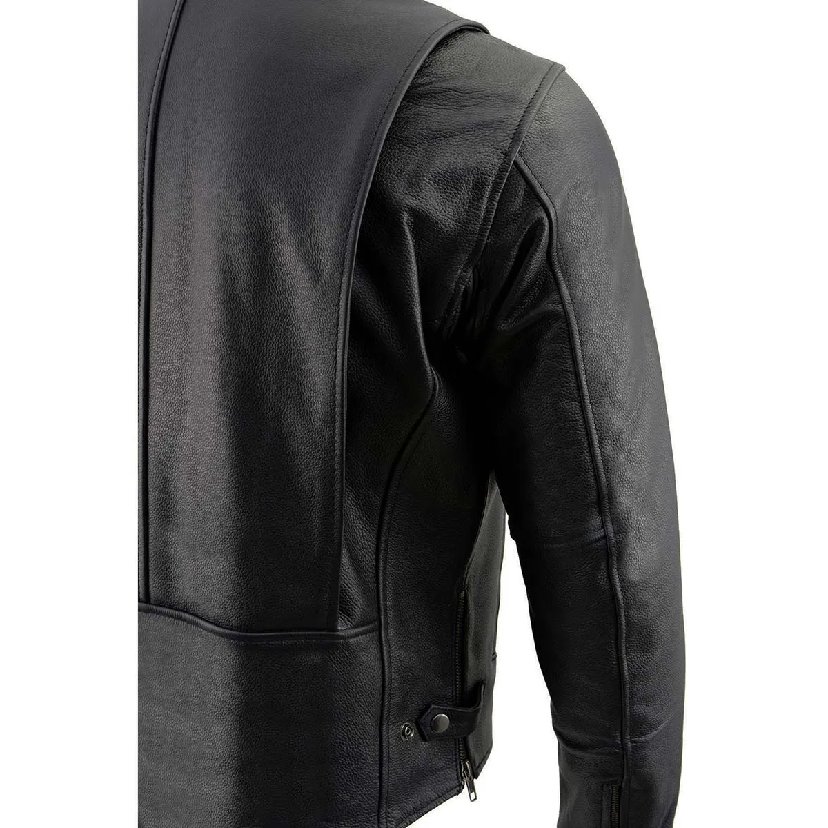 Milwaukee Leather LKM1710 Men's Black Classic Scooter Style Leather Motorcycle Jacket w/ Removable Thermal Liner