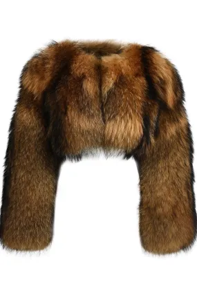 MIRABELLE Cropped Raccoon Fur Coat