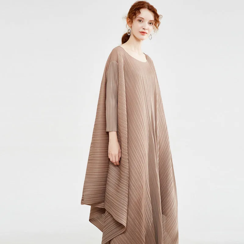 Miyake Pleated Tie-Back Irregular Hem Dress