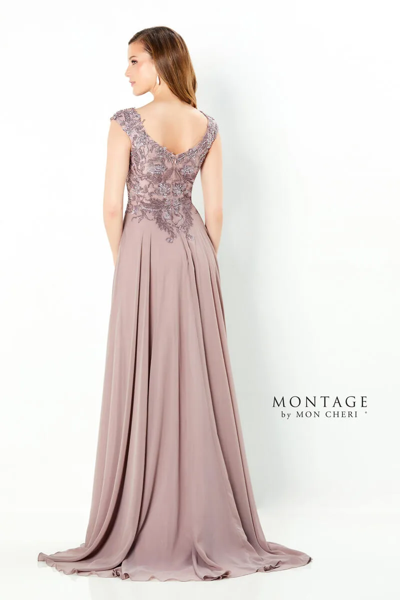 MONTAGE by Mon Cheri 220940 Charcoal Grey Chiffon Evening Dress