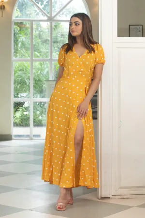 MUSTARD POLKADOT DRESS