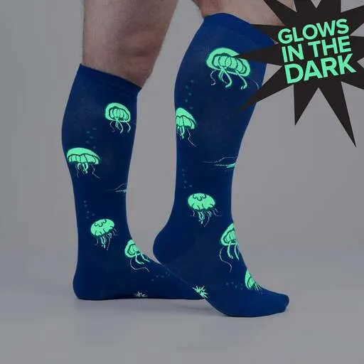 Nice To Sea You Women's Knee High Socks in Extra Stretchy for Wide Calves and Glow in the Dark