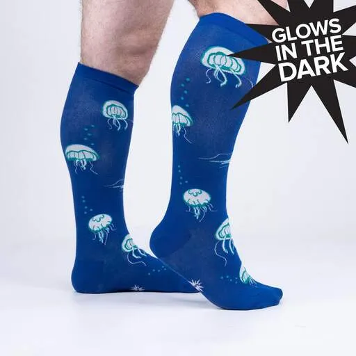 Nice To Sea You Women's Knee High Socks in Extra Stretchy for Wide Calves and Glow in the Dark