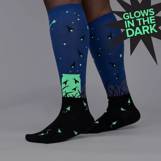 Night Light Knee High Socks in Extra Stretchy for Wide Calves and Glow in the Dark