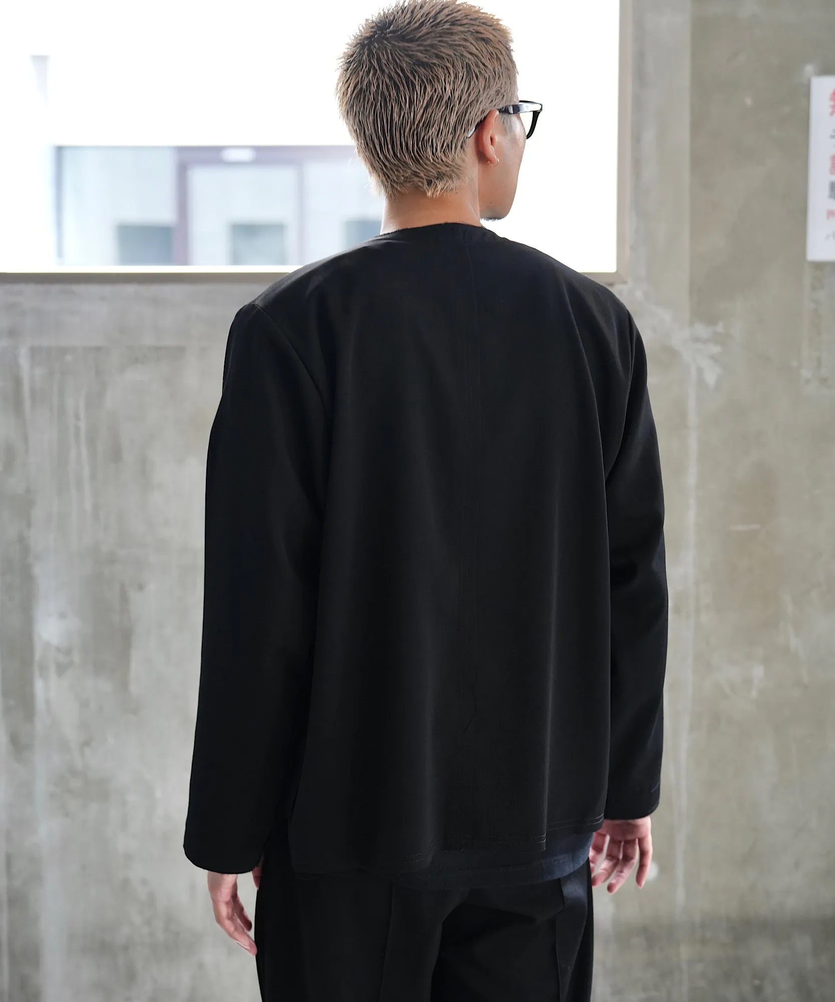 No collar jacket "BLACK"