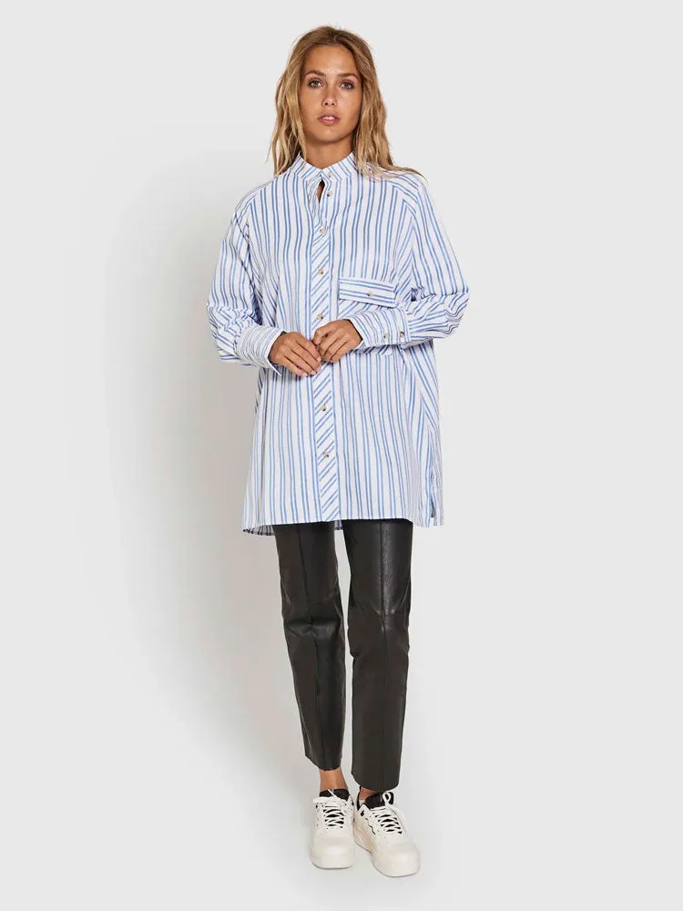 Norr Lily Quilted Shirt Blue Stripe