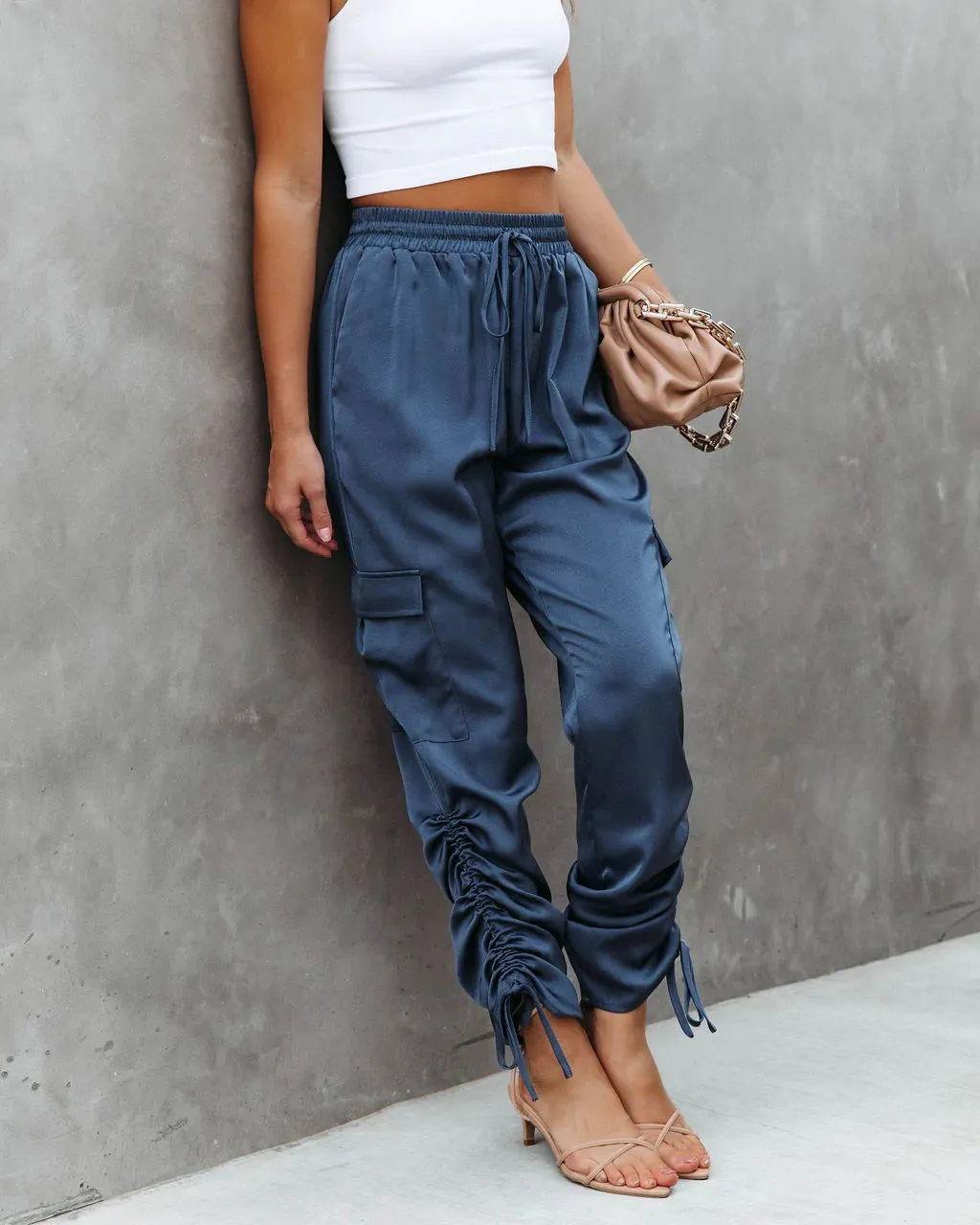 Nsquared Lace-up Elastic Waist With Pocket Pants Casual Pants