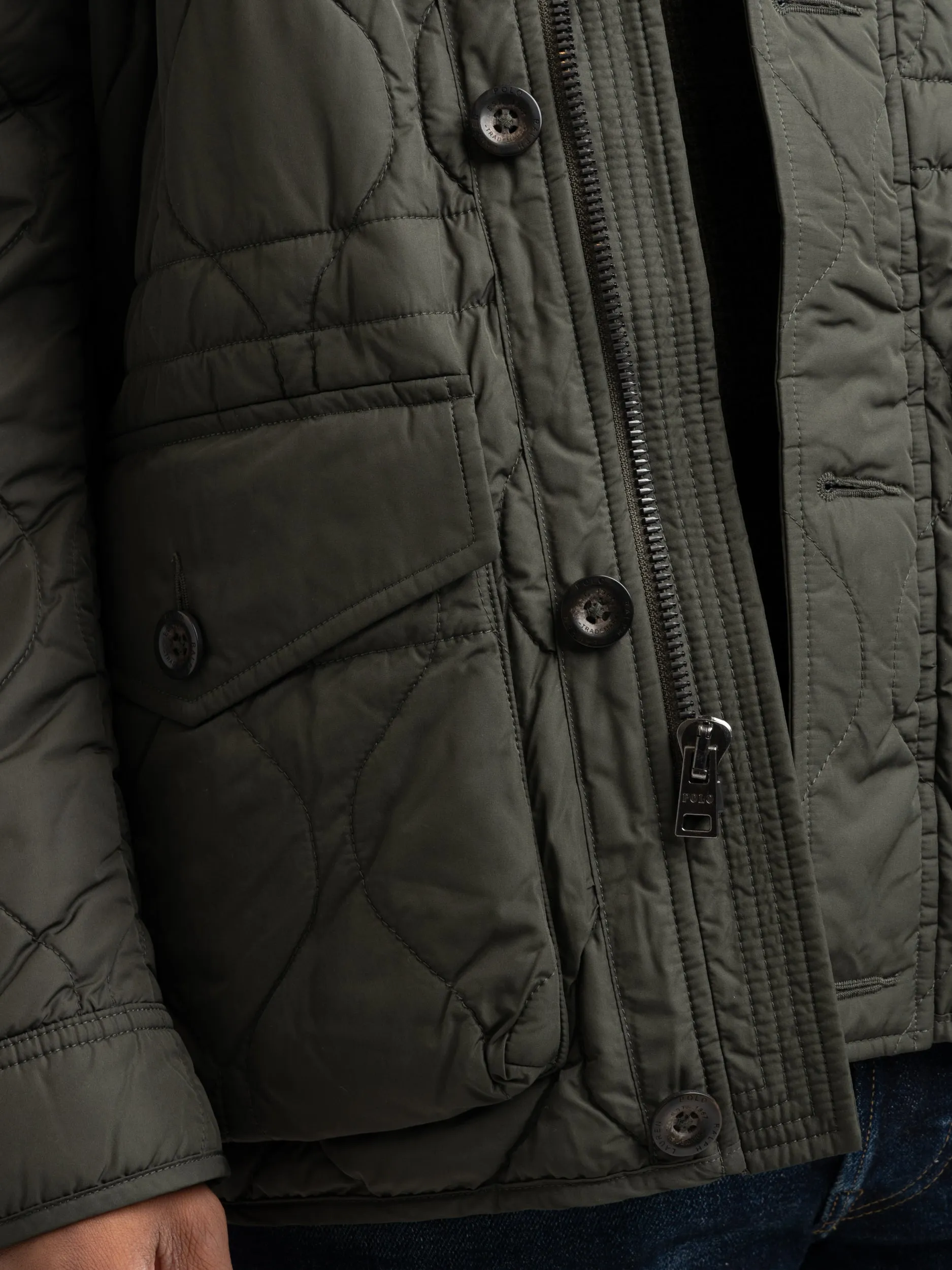 Olive Smoke Quilted Utility Jacket