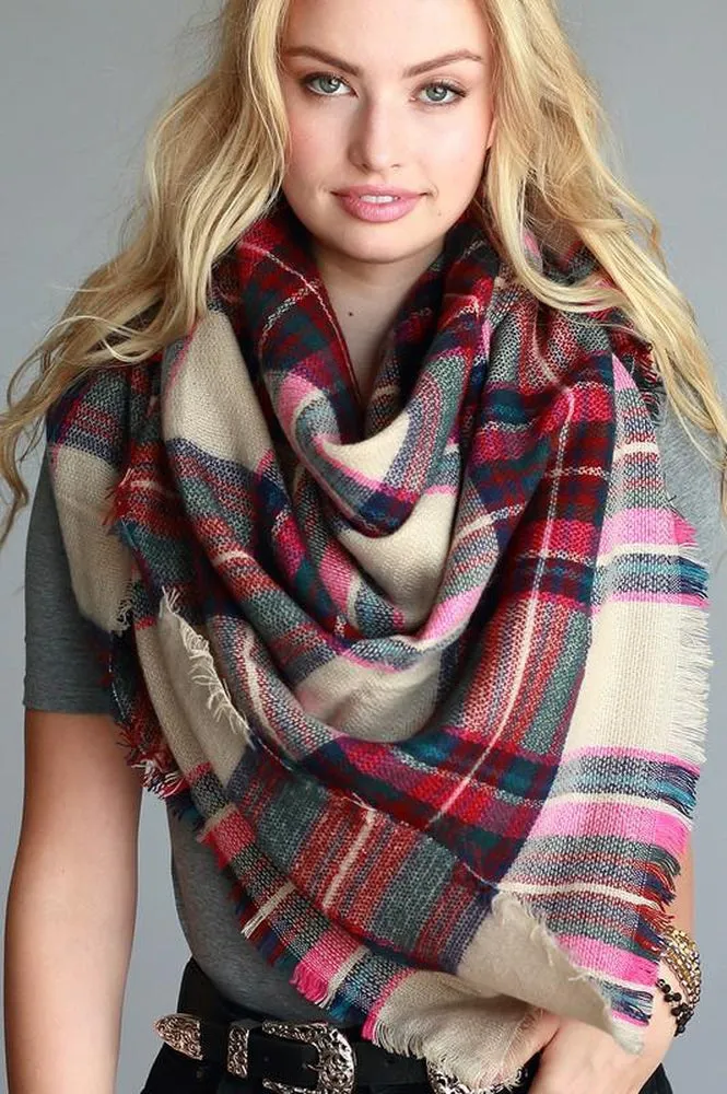 Oversized Plaid Blanket Scarf