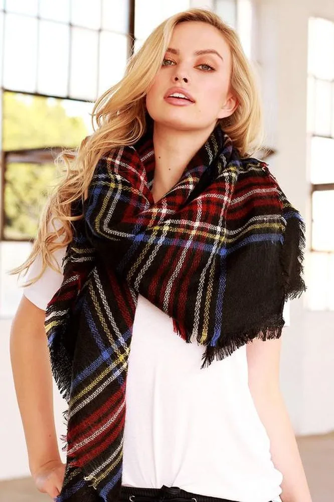 Oversized Plaid Blanket Scarf