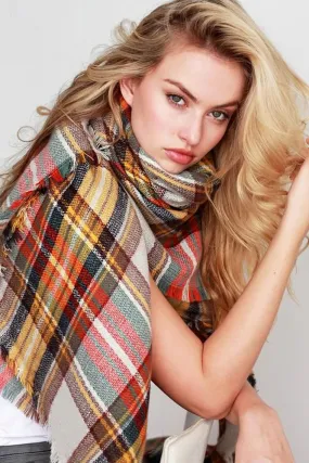 Oversized Plaid Blanket Scarf