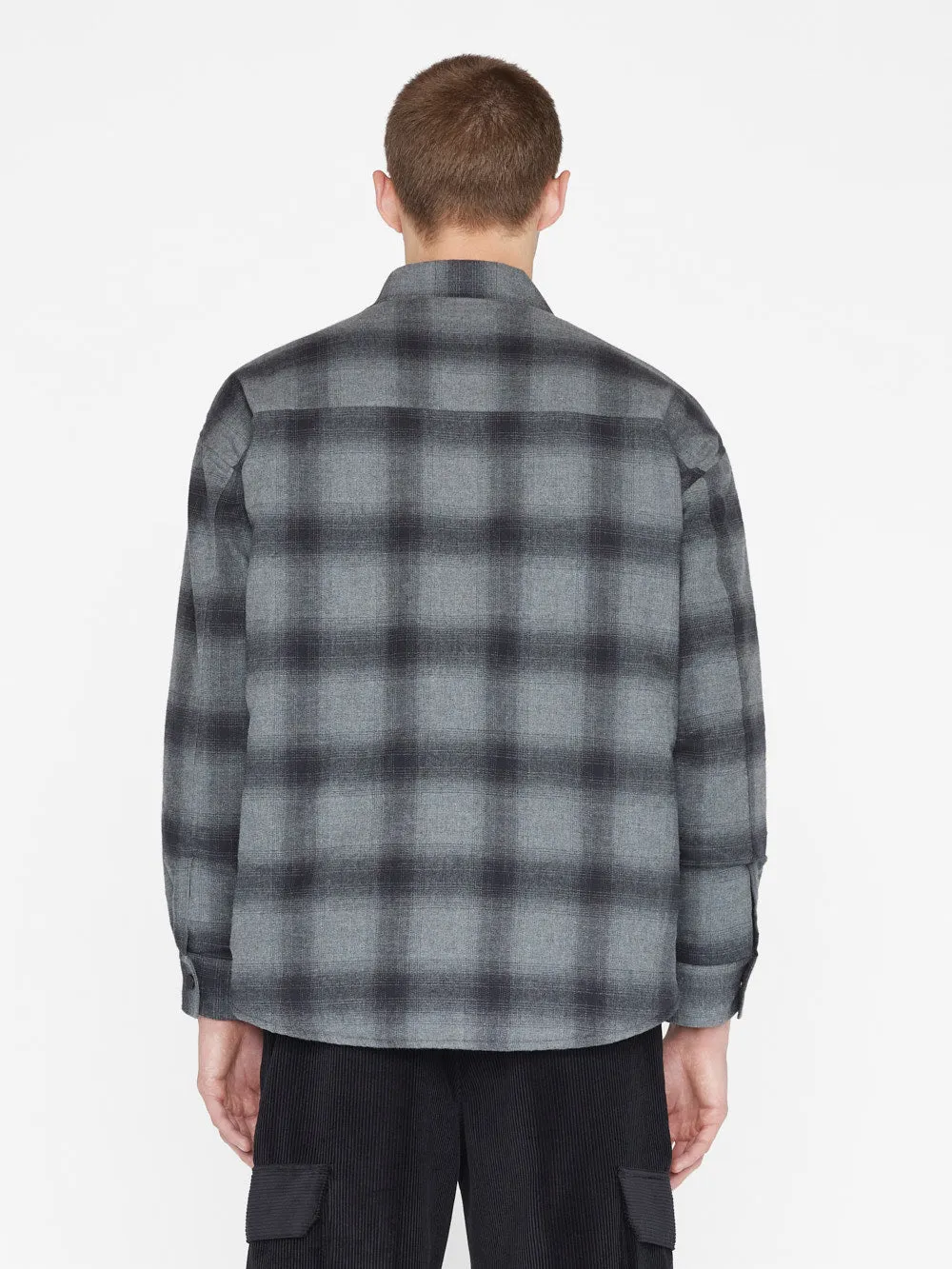 Padded Plaid Overshirt -- Black/Grey Plaid