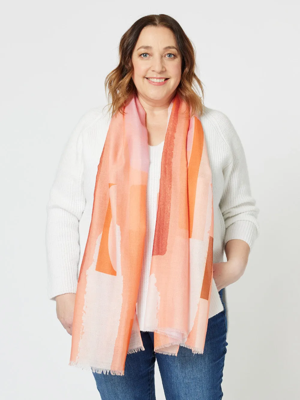 Paint Box Printed Scarf - Melon