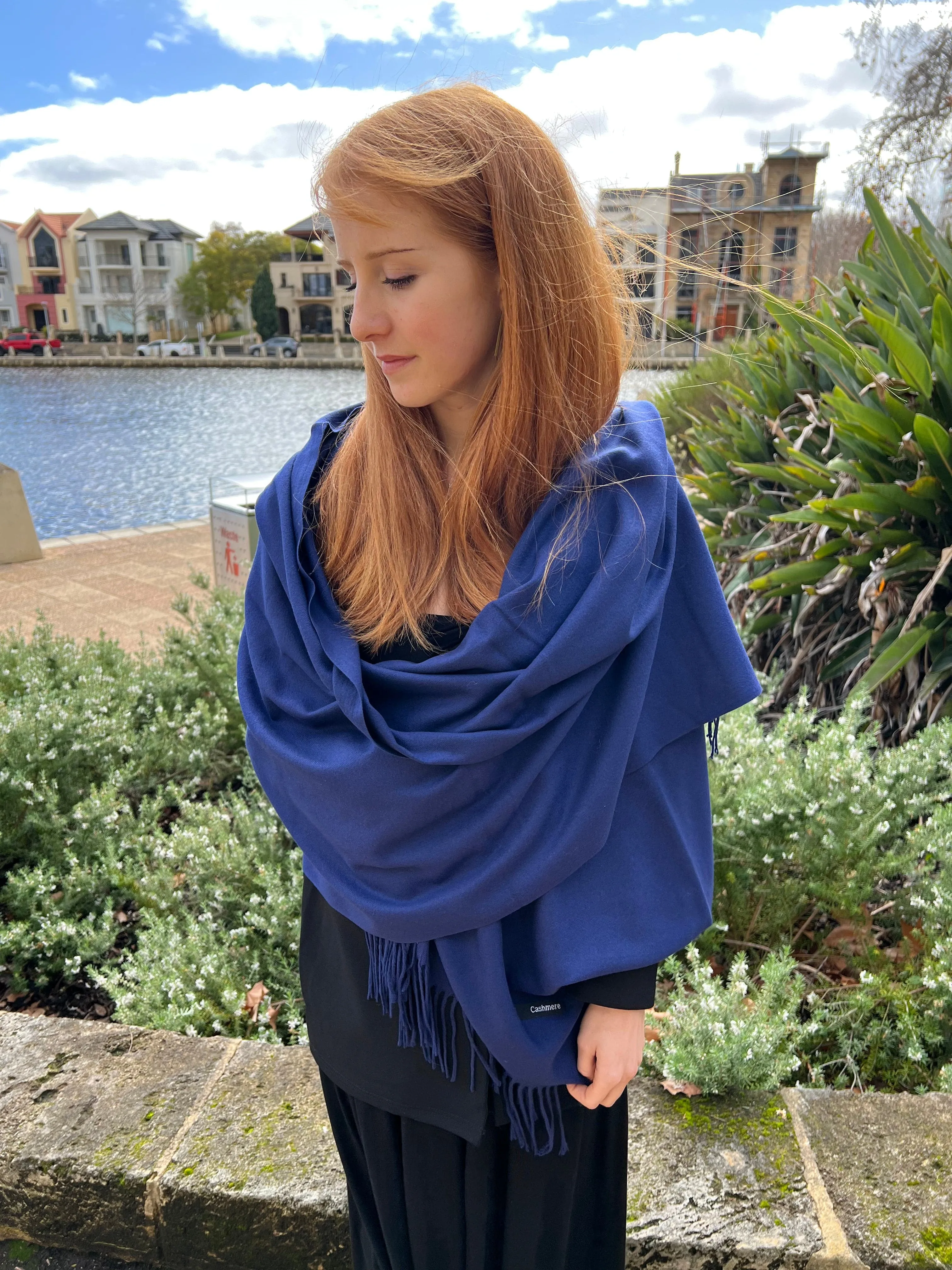 Pashmina Shawl Deep  Blue - Classic Shawl