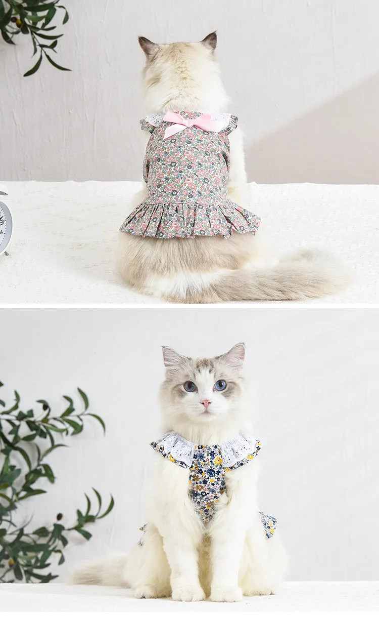 Pet Cat Skirt Neckline Lace Floral