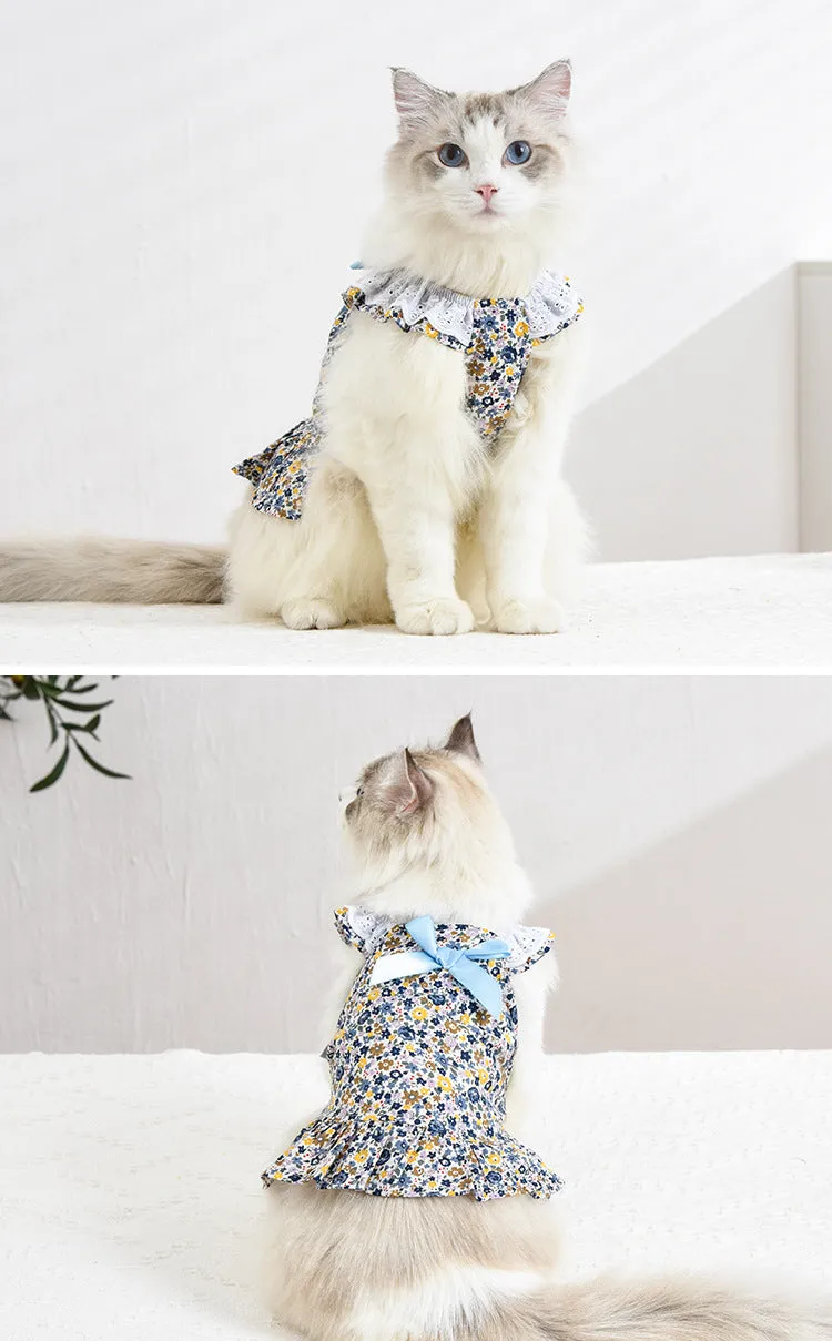 Pet Cat Skirt Neckline Lace Floral