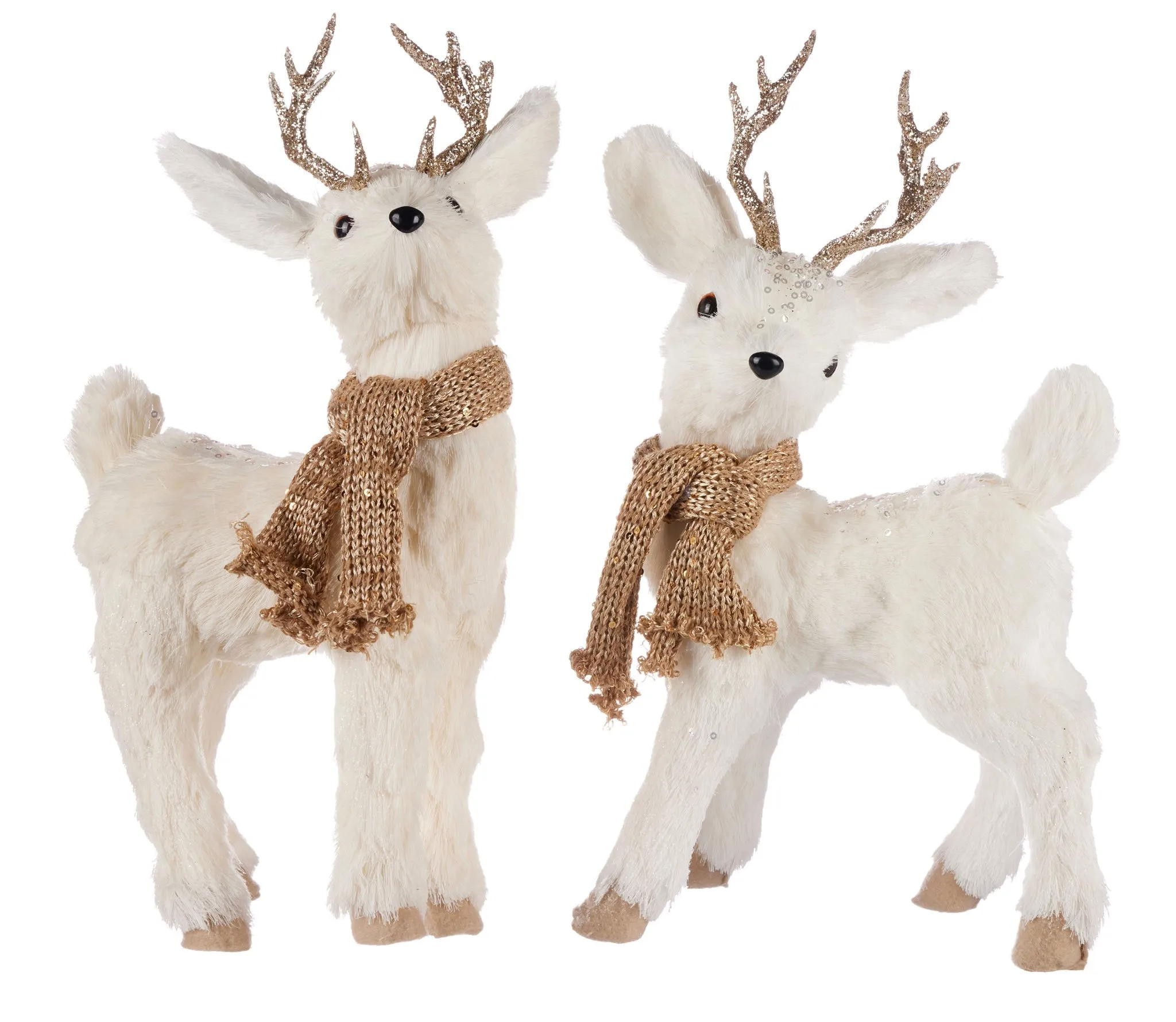 Pier 1 White Deer with Champagne Scarf Set of 2