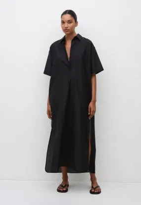 Pop-Over Shirt Dress - Black