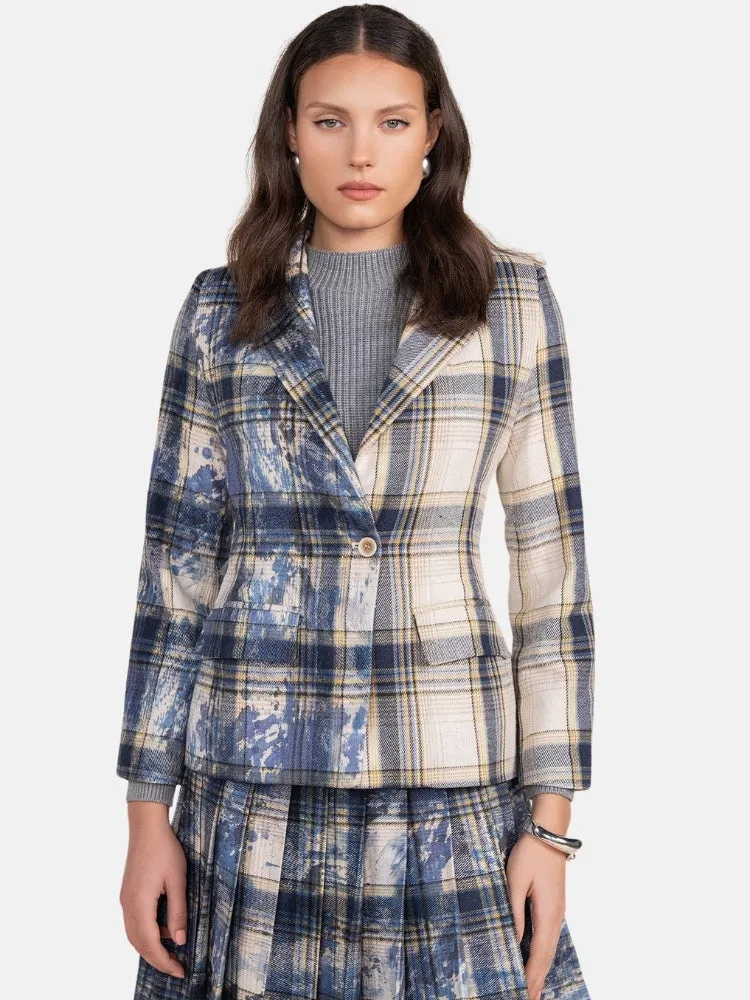 Praia Blazer in Blue Plaid