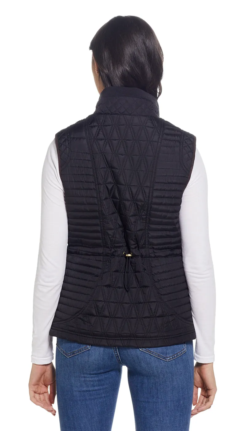 QUILTED VEST WITH COZY LINING AND FAUX SUEDE TRIM