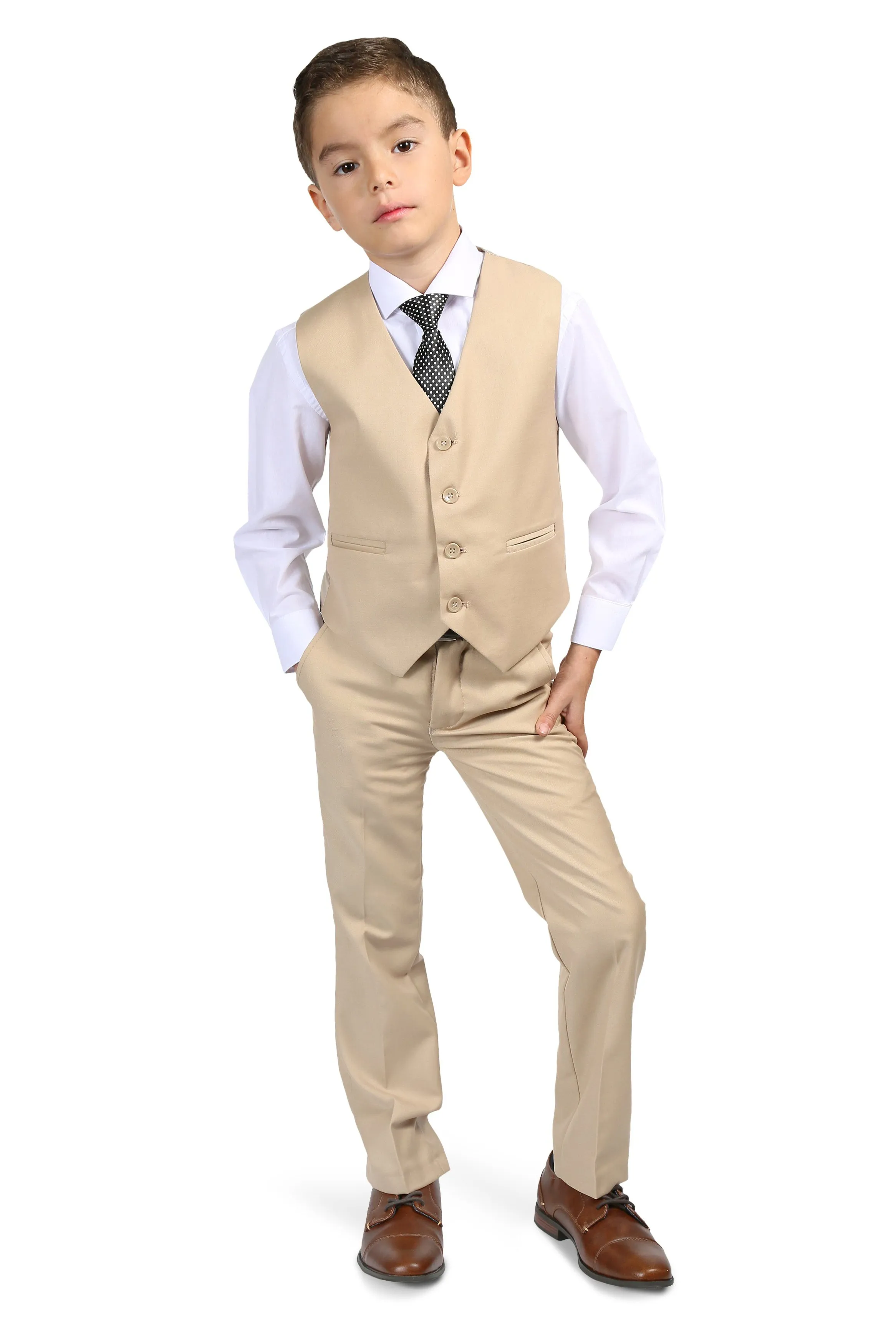 "Jax" Kids Tan Suit (5-Piece Set)