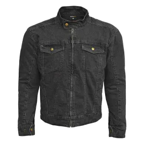 RIDERACT® Men's Motorcycle Riding Denim Reinforced Jacket Road Rush Black