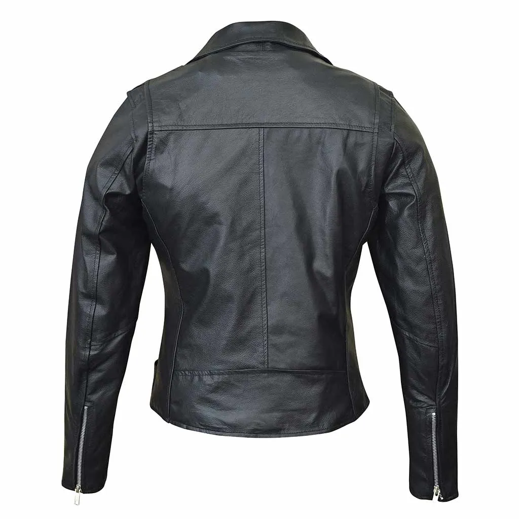 RIDERACT® Women Moto Jacket Black Brando Native Leather Moto Jacket