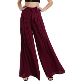 Self Tie Fold Pleated Palazzo Pants