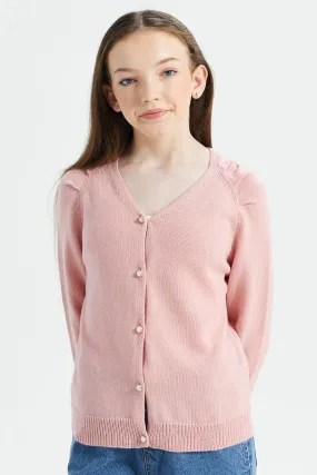 Senior Girls Pink Long-Sleeved Sweater