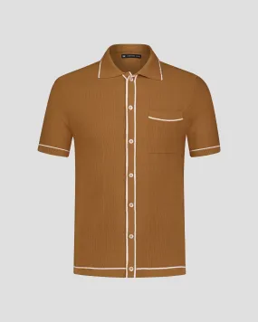 SG Knit Polo - Tipped Brown