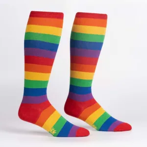 Shimmer Rainbow Knee High Socks in Extra Stretchy for Wide Calves