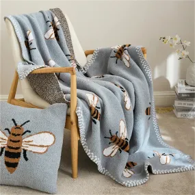 SINOTAO  -  Bee Pattern Knitted Blanket Sofa Towel Cover Portable Office Nap Blankets For Beds Throw Blanket Bedroom Decorative Shawl Gift