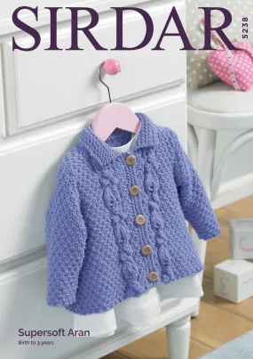 Sirdar - Baby Cardigan in Snuggly Supersoft Aran - Knitting Pattern 5238